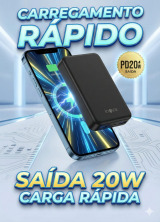 CARREGADOR POWER BANK INOVA 10.000MHA MAGNETIC SAÍDA 20W PRETO